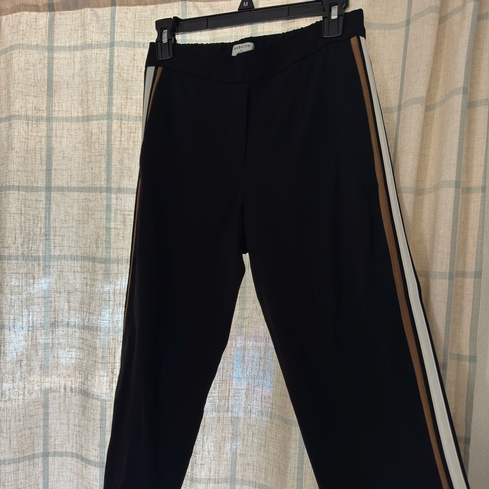 Aritzia Babaton Conan Black Side Stripe High Rise Cropped Pants Size 6